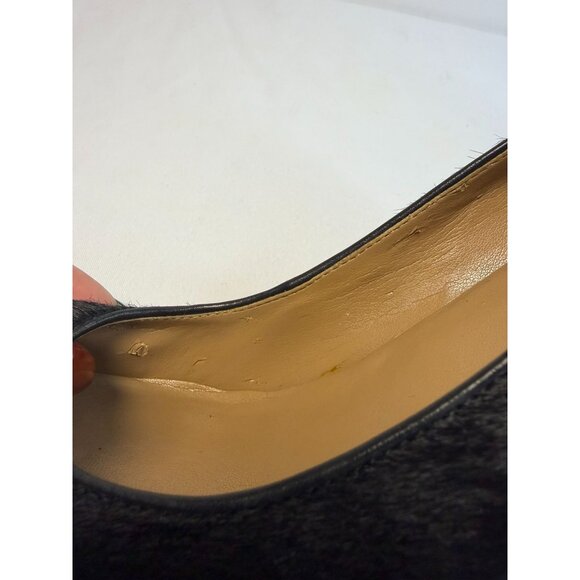 Ann Taylor Pumps Womens Size 7.5M Black Brazilian Calf Hair High Block Heel Shoe - Picture 14 of 15